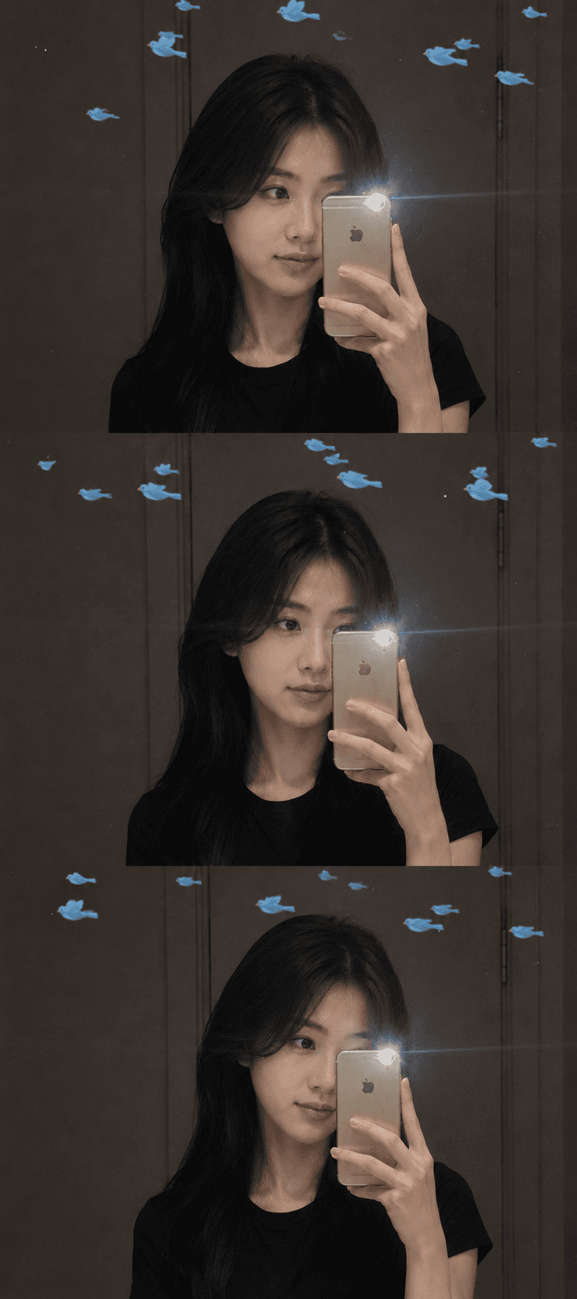 아이폰 파랑새 3컷 거울 후레시 셀카